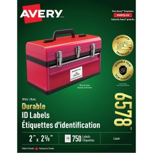 Alternative view of Avery? Durable ID Labelswith TrueBlock? Technology for Laser Printers, 2-5/8" x 2"