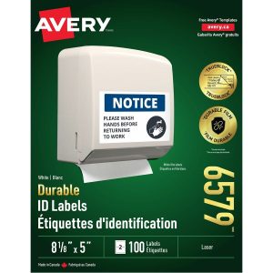 Alternative view of Avery? Durable ID Labelswith TrueBlock? Technology for Laser Printers, 8-1/8" x 5"