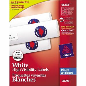 Alternative view of Avery? High-Visibility Labelsfor Inkjet Printers, 1-1/2" Diameter, White