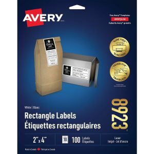 Alternative view of Avery? White Rectangle Labels with Sure Feed? TechnologyTrueBlock?, 2" x 4" , for Laser and Inkjet Printers - 100 pack