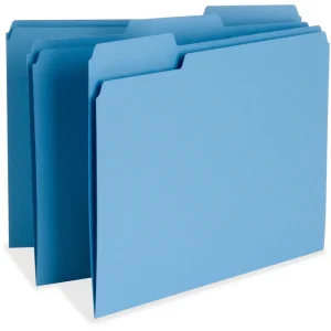 Business Source 1/3 Tab Cut Letter Recycled Top Tab File Folder - 100 Pack