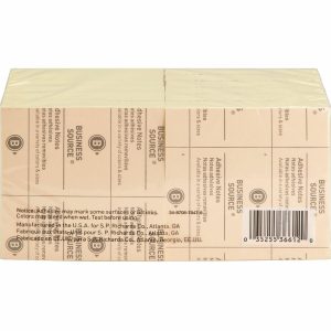 Alternative view of Business Source Yellow Repostionable Adhesive Notes - 24 / Pack
