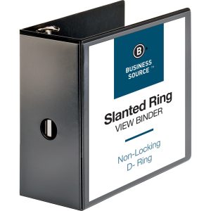 Alternative view of Business Source Basic D-Ring View 5" Binder - Black