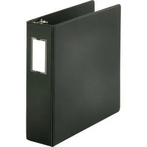 Business Source Basic Round Ring 3" Binder w/Label Holder - Black