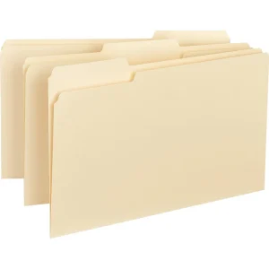 Business Source 1/3 Tab Cut Legal Recycled Top Tab File Folder - 100 Pack
