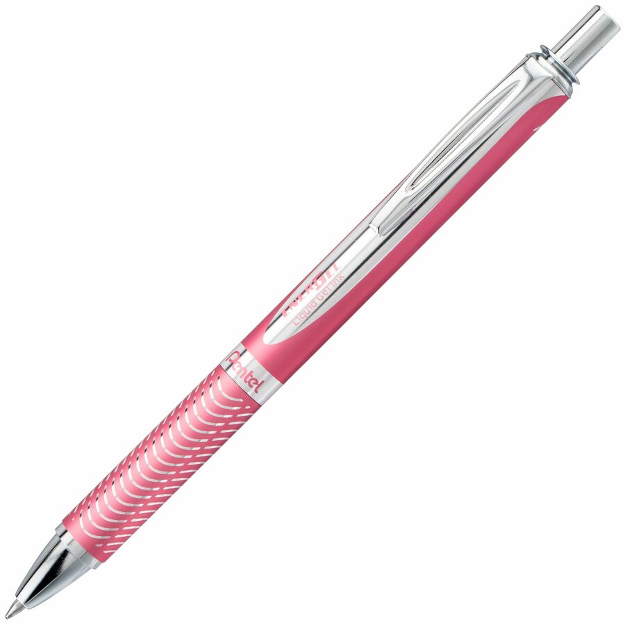 EnerGel Alloy Retractable Premium Liquid Gel Pen, (0.7mm) Metal Tip, Pink Barrel, Black Ink - Image 4