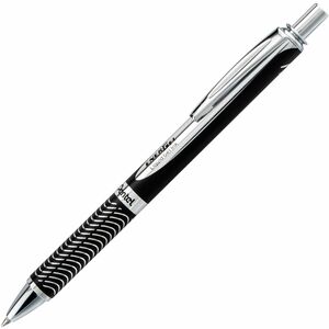 EnerGel Alloy Retractable Liquid Gel Pen, (0.7mm) Metal Tip, Black Barrel, Black Ink