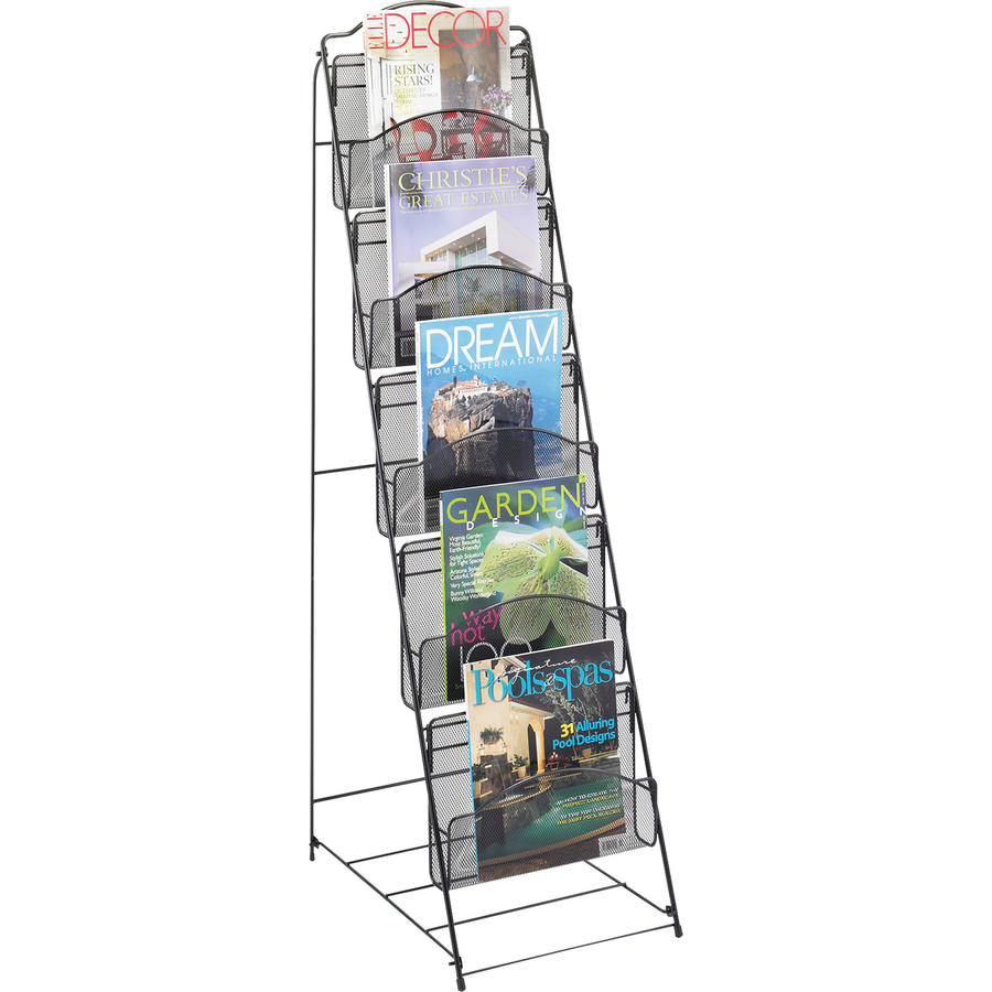 Safco Black Onyx Mesh Literature Floor Rack - Image 3