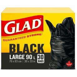 Glad Black 90L Large Bags - Quantity 30 / Box