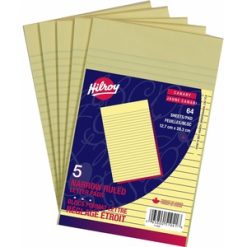 Alternative view of Hilroy Small Letter Pads, 5?8-Inch, Narrow Ruled, Canary, 64-Sheets Each, Pack of 5