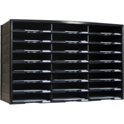 Storex 24 Compartment Literature Sorter, Black