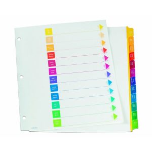 Alternative view of Oxford Super Rapidex Colour Coded Tab Dividers - Jan-Dec, Letter-Size, Assorted, 12/ST