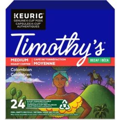 Timothy's K-Cup Colombian Decaf Medium Roast Coffee-24 / Box