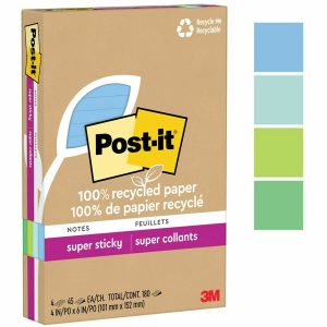 Alternative view of Post-it? 100% Recycled Paper Super Sticky Notes 4 in x 6 in Lined Oasis Collection