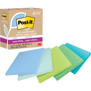 Alternative view of Post-it? 100% Recycled Paper Super Sticky Notes 3 in x 3 in Oasis Collection