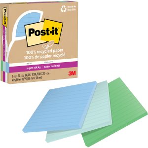 Alternative view of Post-it? 100% Recycled Paper Super Sticky Notes 4 in x 4 in Lined Oasis Collection