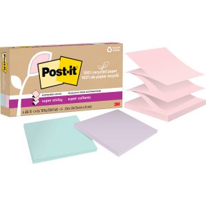 Alternative view of Post-it? 100% Recycled Paper Super Sticky Dispenser Notes 3 in x 3 in Wanderlust Pastels Collection
