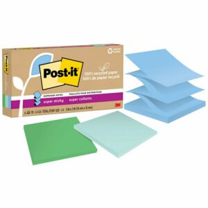 Alternative view of Post-it? 100% Recycled Paper Super Sticky Dispenser Notes 3 in x 3 in Oasis Collection