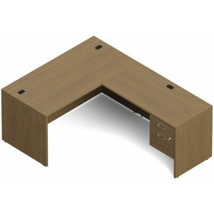 Newland 60" x 78" L-Shaped Single Hanging Pedestal Desk, Absolute Acajou