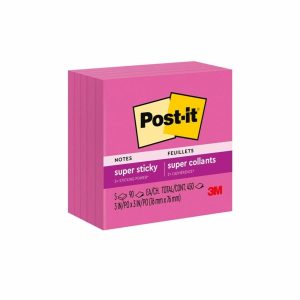 Alternative view of Post-it? Super Sticky Notes 654-5SSPRP, 3 in x 3 in (76 mm x 76 mm)