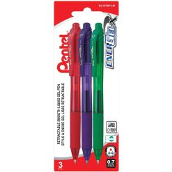 EnerGel-X Retractable Gel Roller, (0.7mm) Metal Tip, Blister, 3PC Pack Assorted