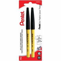 Permanent Fabric Marker (2.0mm), Black Ink, 2PC Pack