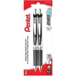 Alternative view of EnerGel Retractable Gel Roller, (0.7mm) Metal Tip, Black Ink, 2PC Pack