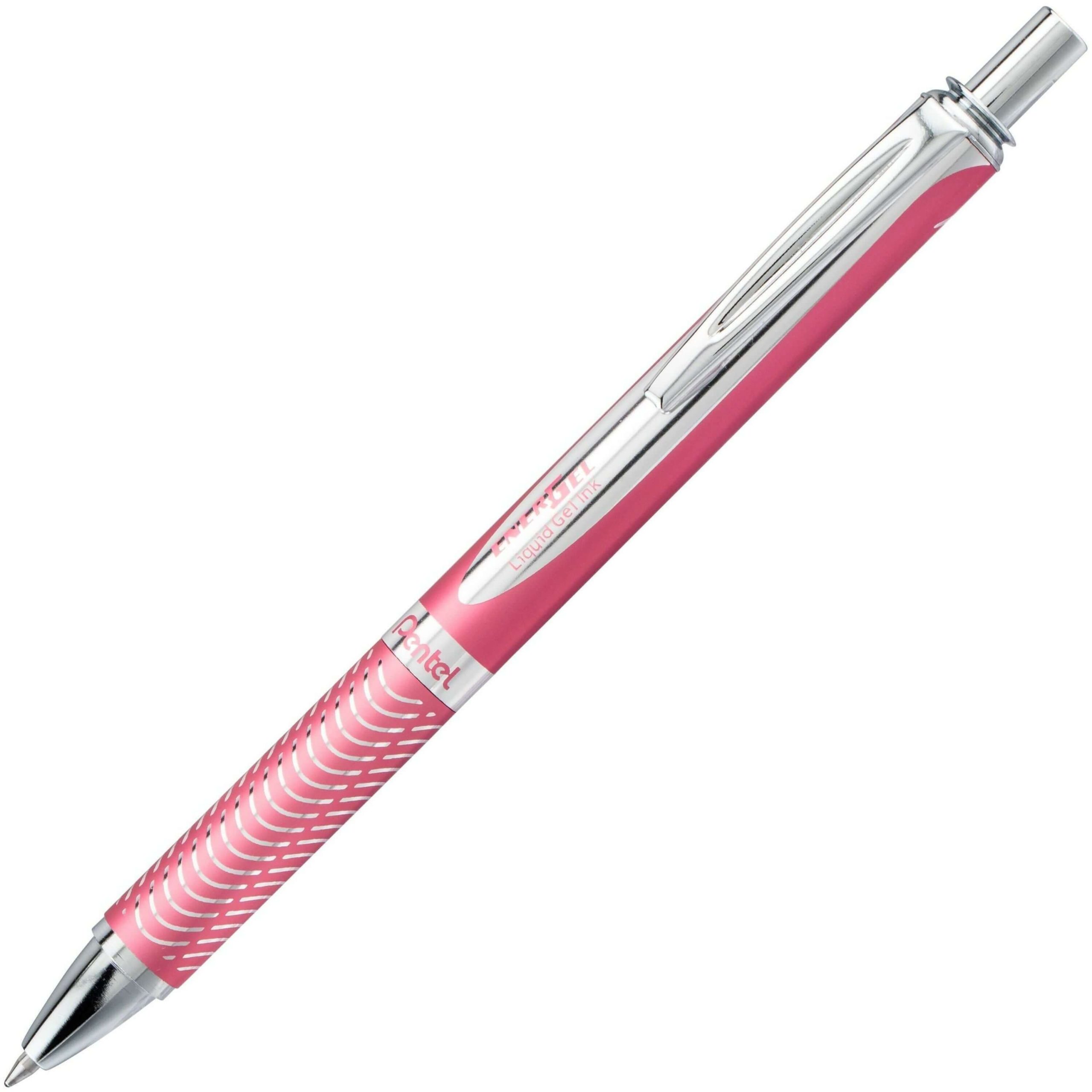 EnerGel Alloy Retractable Premium Liquid Gel Pen, (0.7mm) Metal Tip, Pink Barrel, Black Ink - Image 2