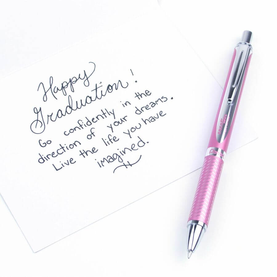 EnerGel Alloy Retractable Premium Liquid Gel Pen, (0.7mm) Metal Tip, Pink Barrel, Black Ink - Image 5