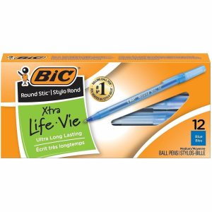Alternative view of BIC Round Stic Extra Life Blue Ballpoint Pens, Medium Point (1.0 mm) - 12 Pack